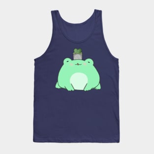 Chibi Frog With Succulent Plant (Mint) Tank Top